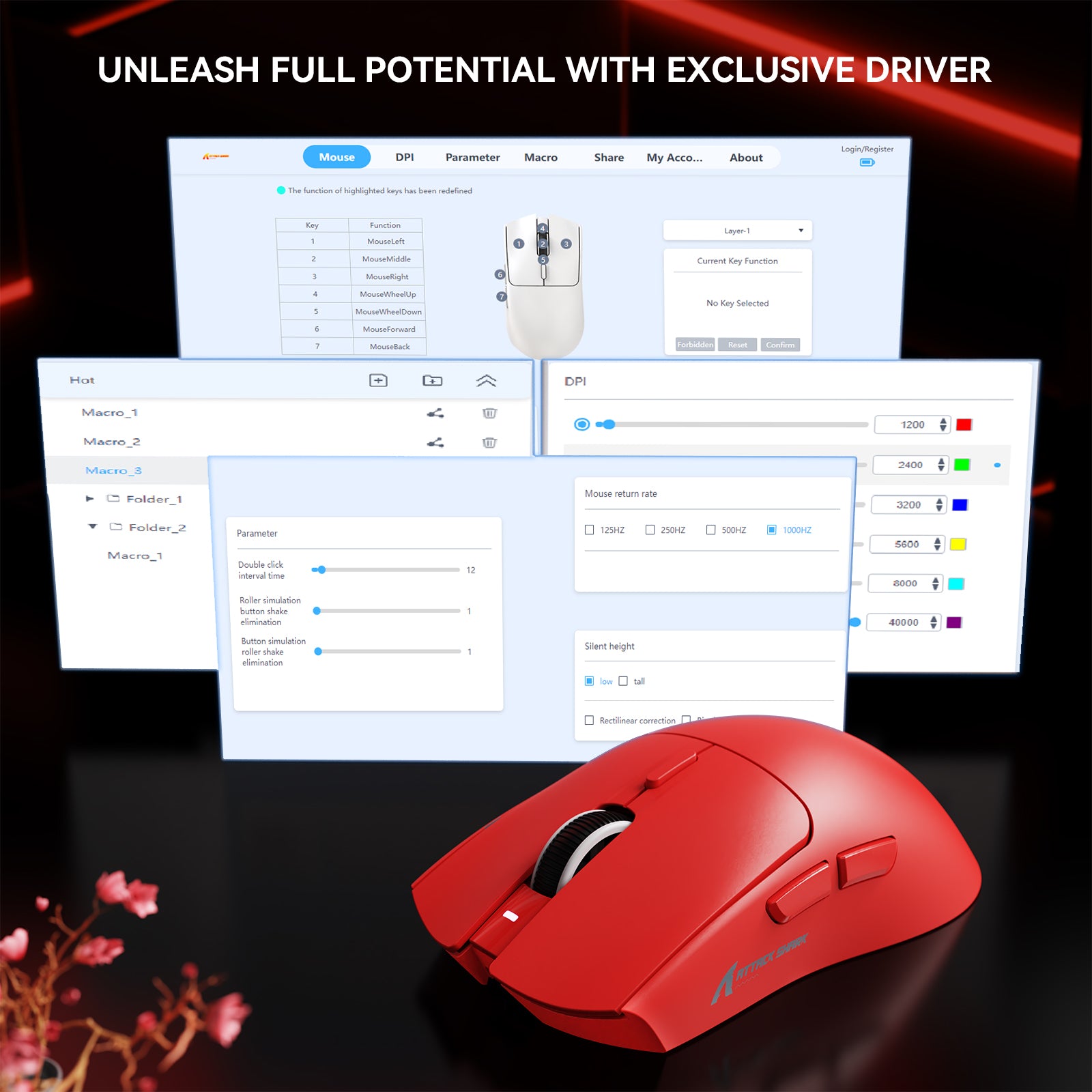 ATTACK SHARK X1 Tri-Mode-Gaming-Maus mit Touchpad RGB-Ladedock PAW3395PRO-Sensor