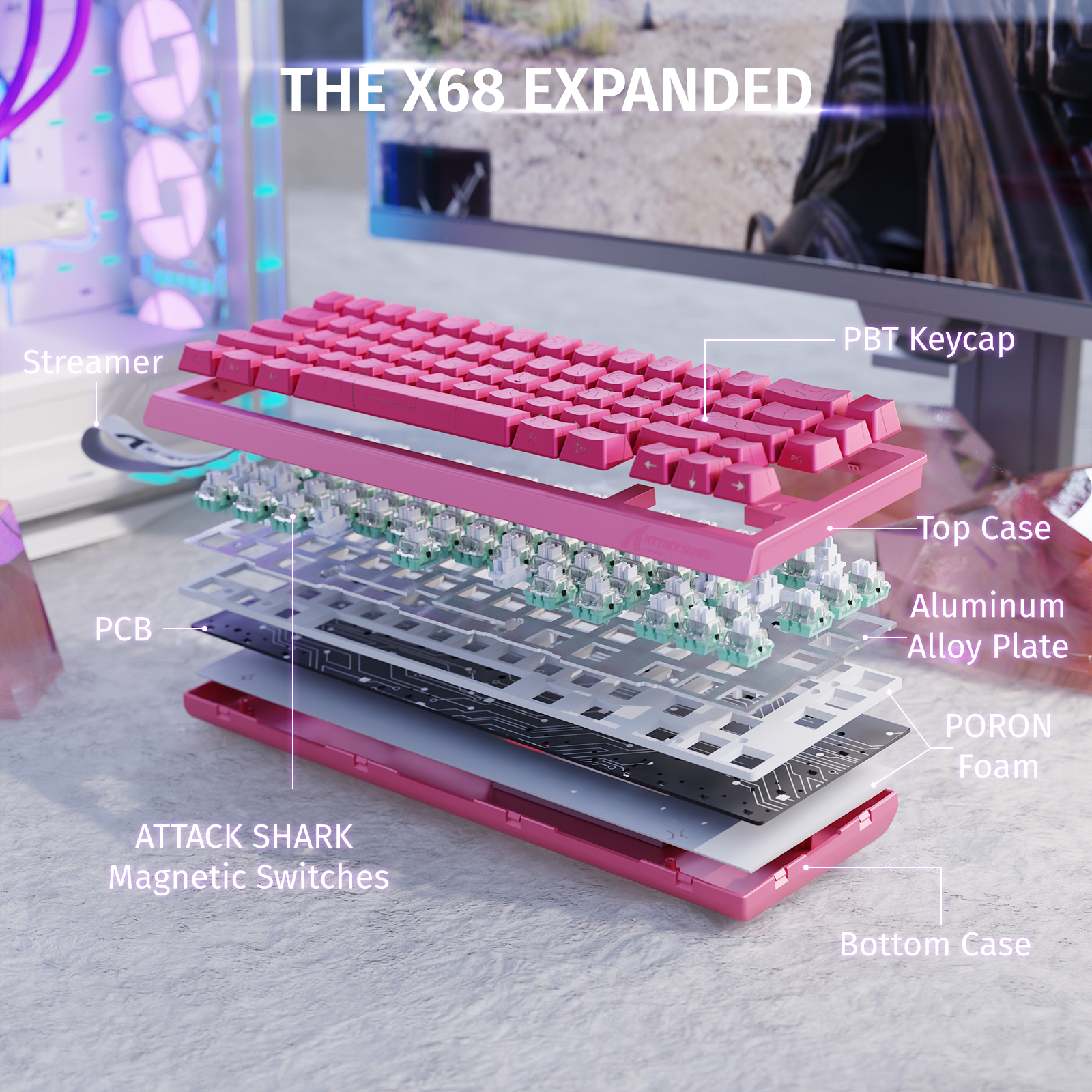 ATTACK SHARK X68 HE Rapid Trigger Tastatur Magnetischer Schalter