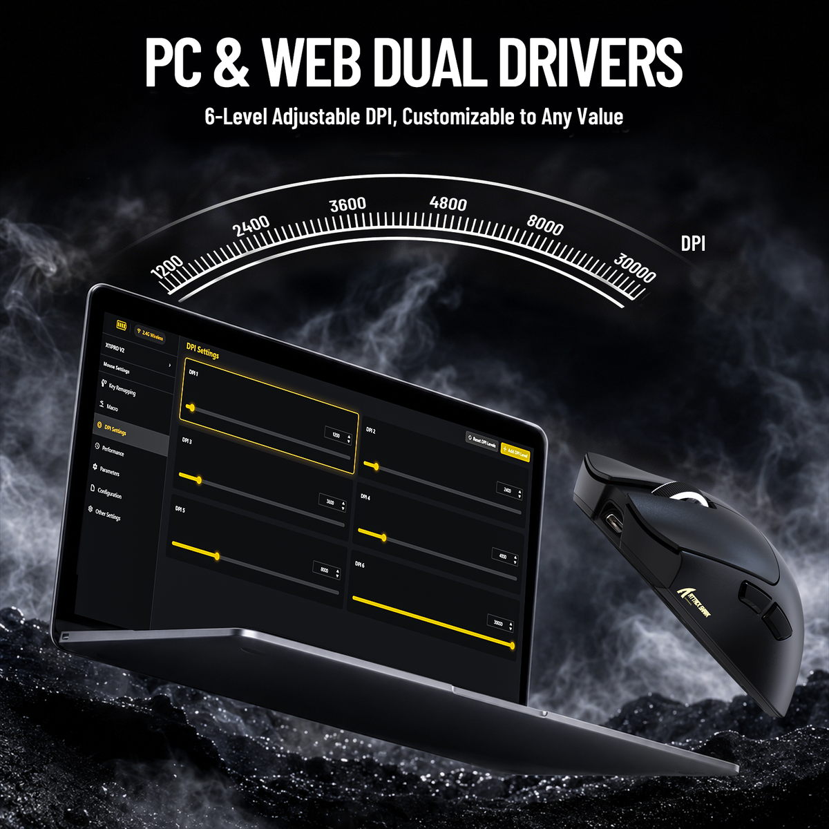 ATTACK SHARK X11 PRO V2 Kabellose Gaming-Maus mit TFT-Display, Ladestation und C06 Spiralkabel