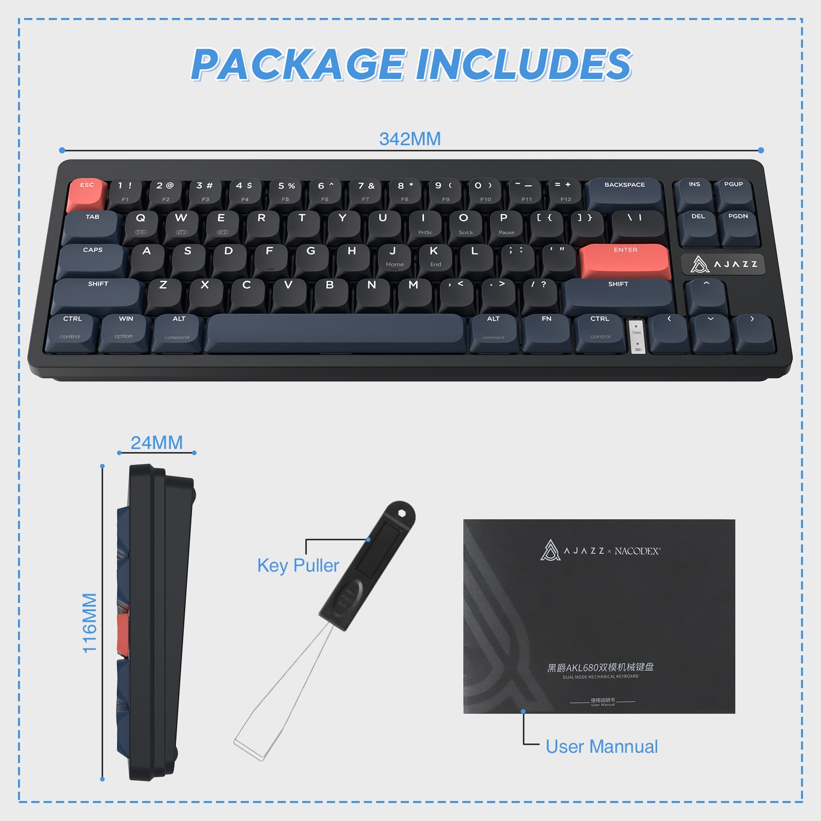 ATTACK SHARK x AJAZZ AKL680 Low Profile Wireless Mechanical Keyboard