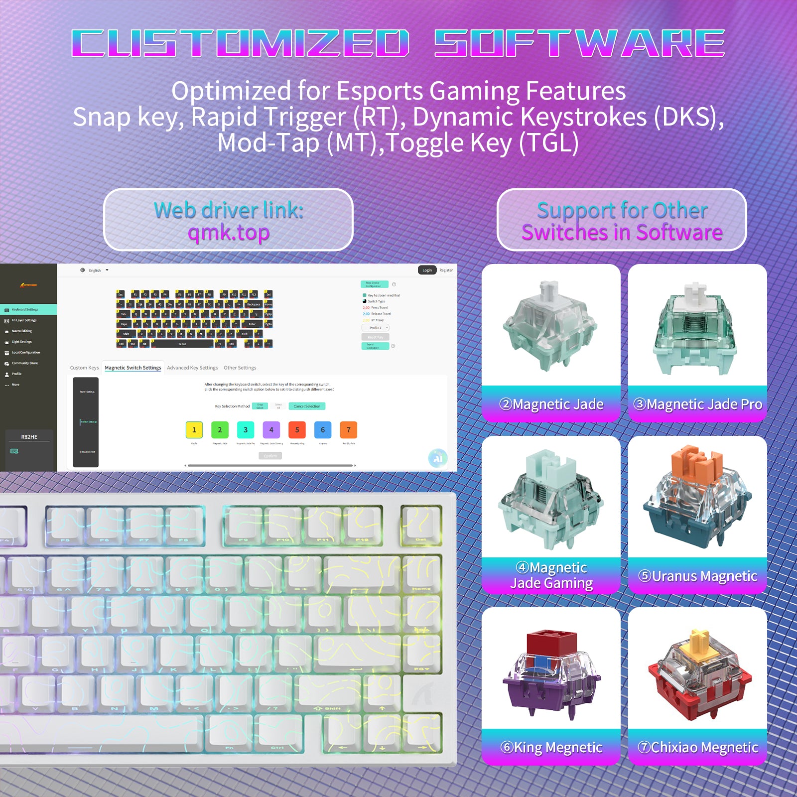 ATTACK SHARK R82 HE Kabelgebundene 75% Gaming-Tastatur mit C01ULTRA LED-Kabel