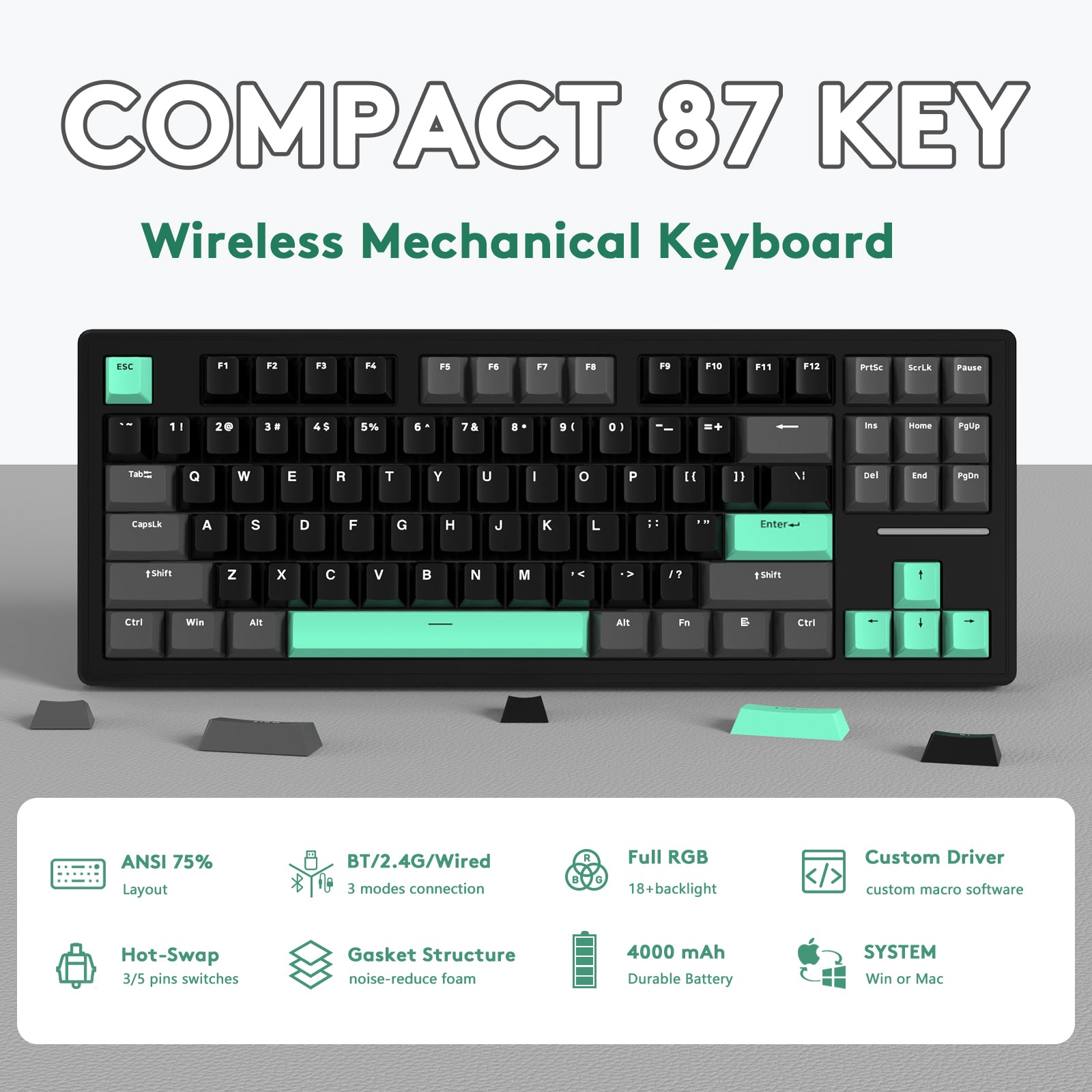 ATTACK SHARK M87 Wireless Mechanical Keyboard