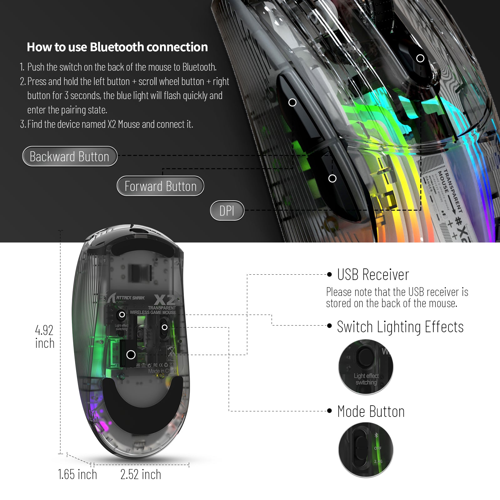 ATTACK SHARK X2 Kabellose Gaming-Maus