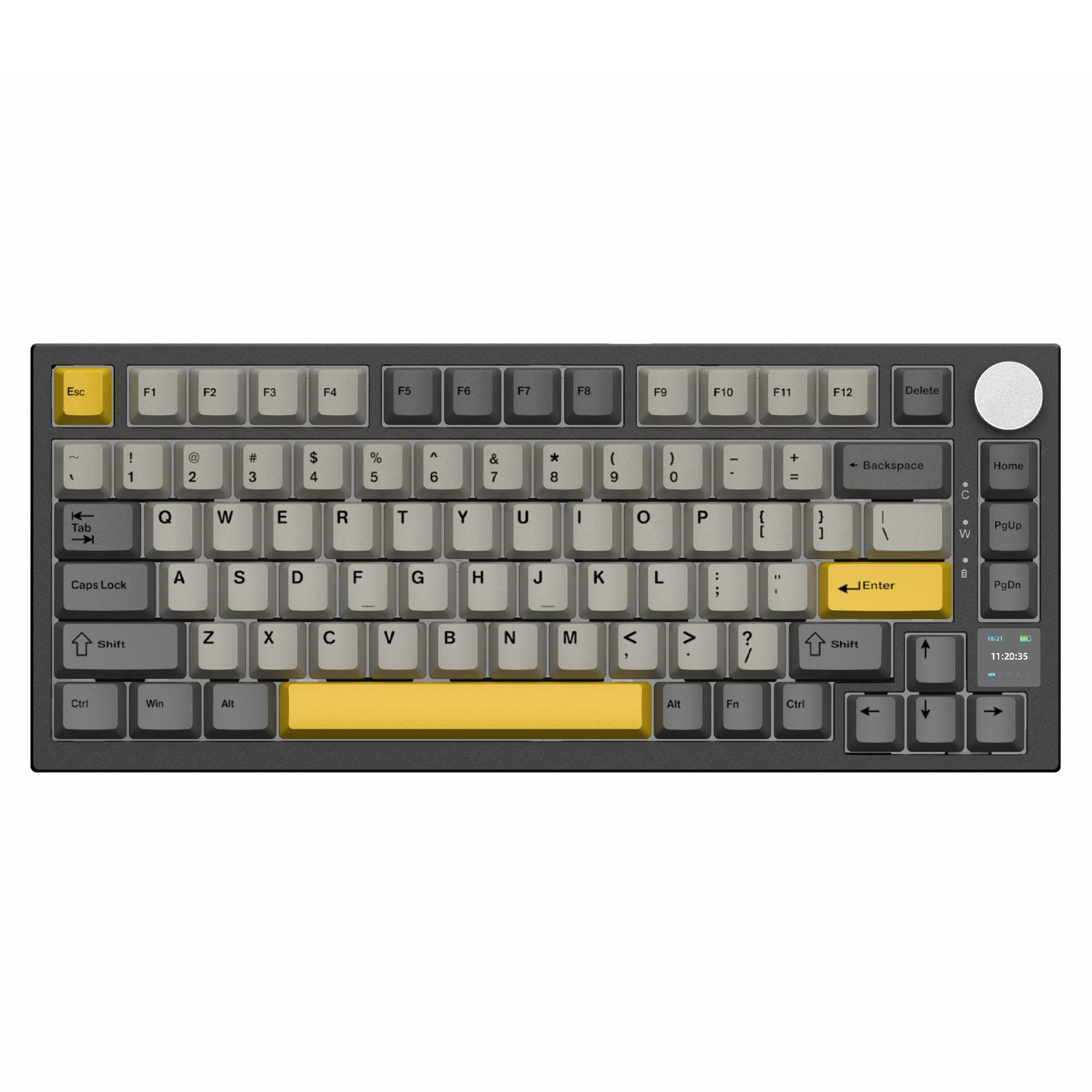 Attack Shark AK820 Pro mechanical keyboard in gray and yellow layout