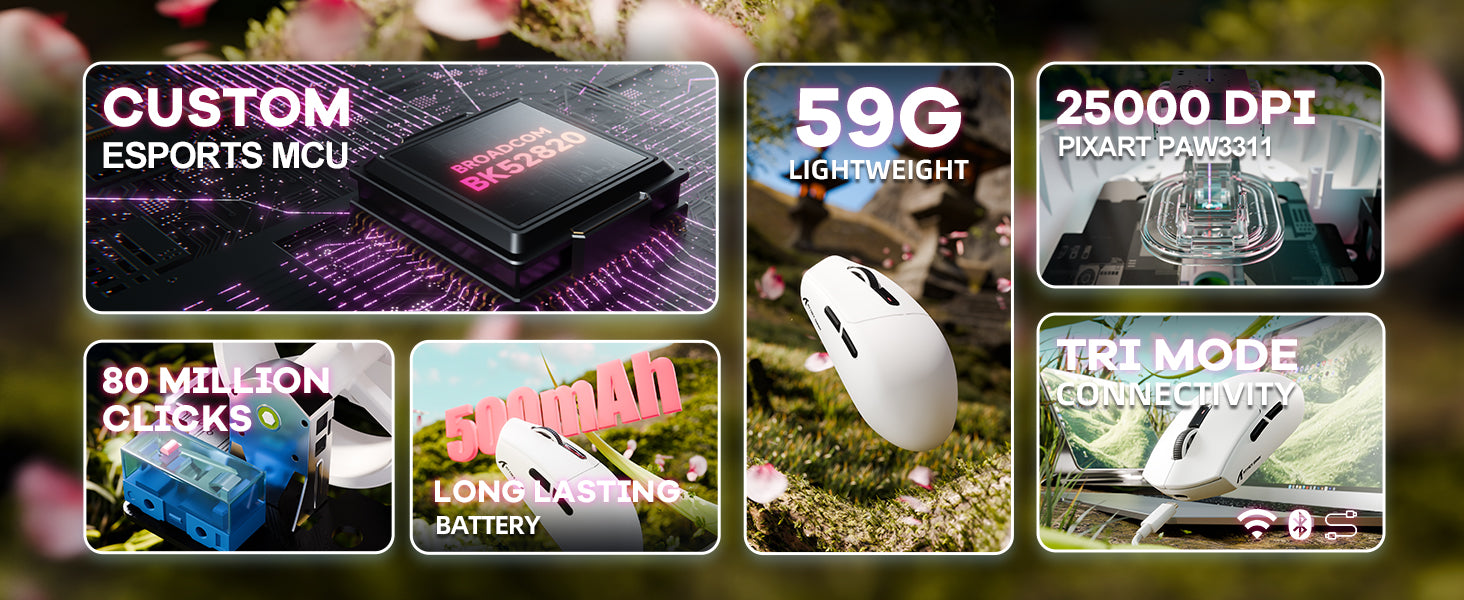 ATTACK SHARK G3 Tri-Mode Kabellose Gaming-Maus 25000 DPI Ultraleicht