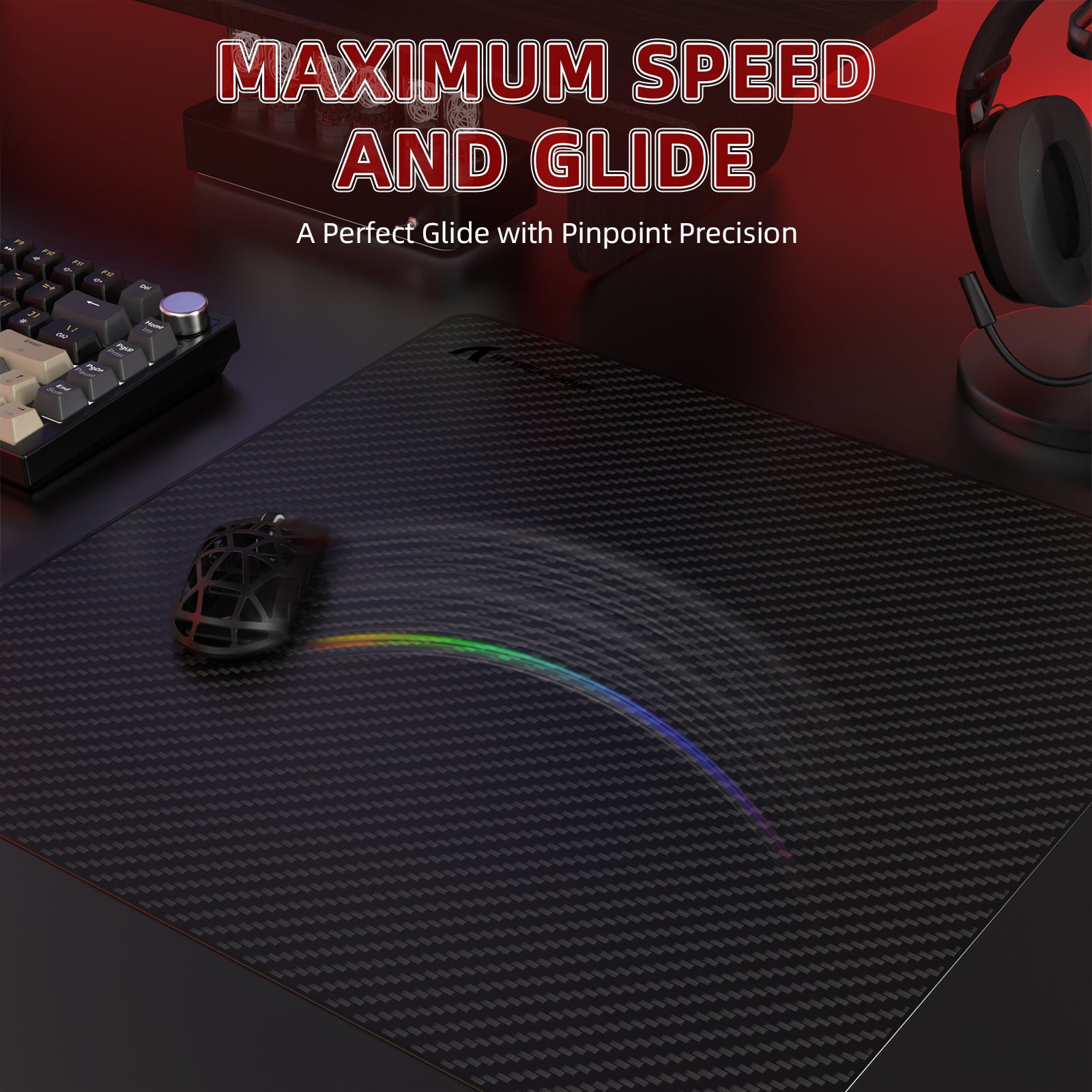 ATTACK SHARK CM04 Genuine Carbon Fiber eSport Gaming Mousepad