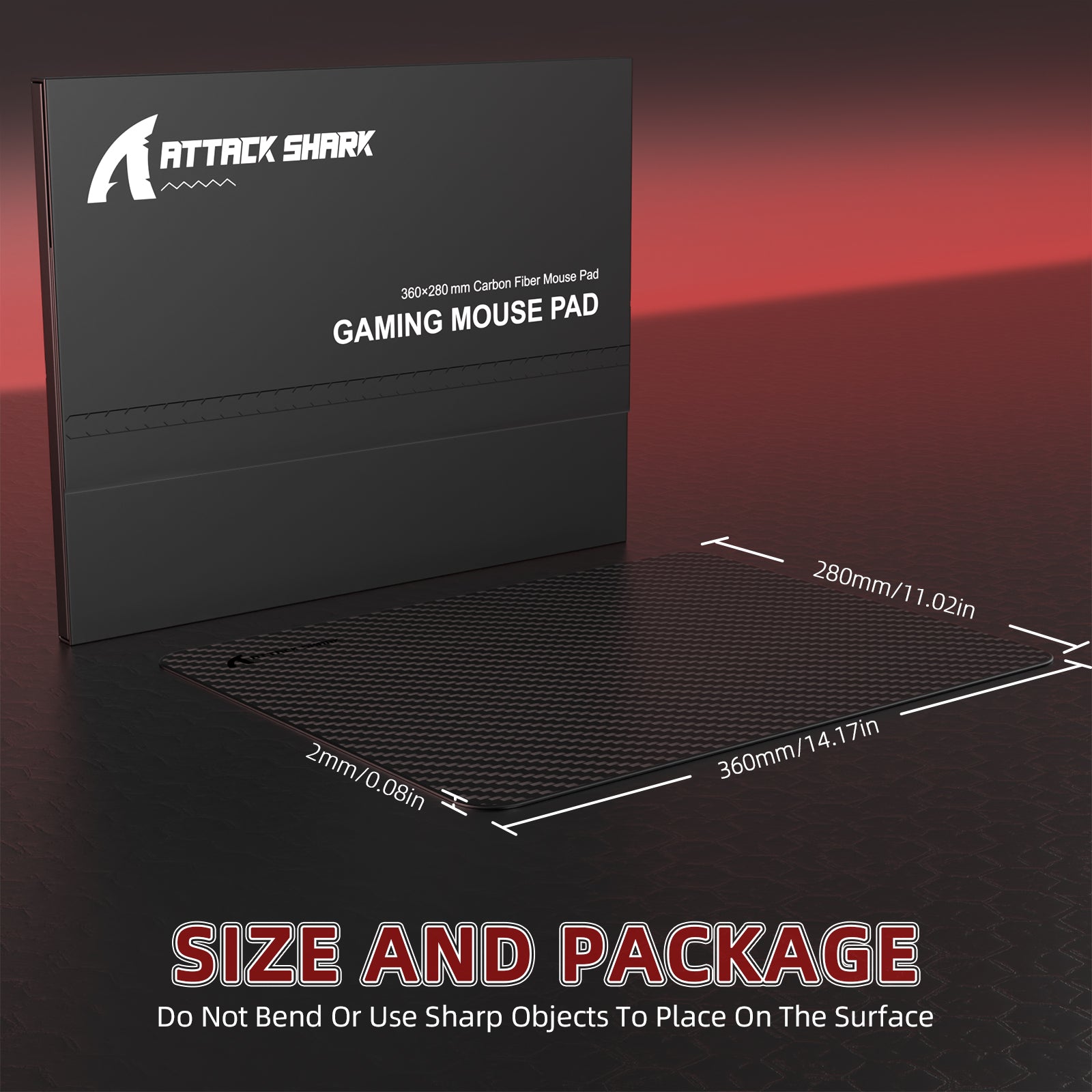 ATTACK SHARK CM04 Genuine Carbon Fiber eSport Gaming Mousepad