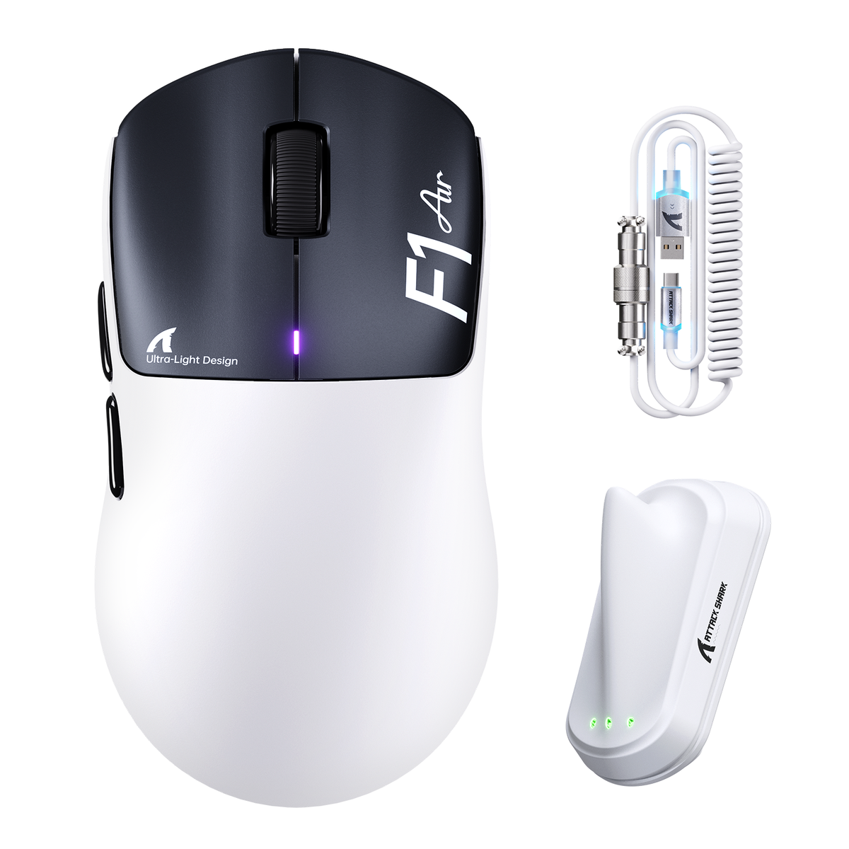 ATTACK SHARK F1 AIR 39g kabellose Gaming-Maus mit PAW3955MAX und C06 Ultra-Kabel