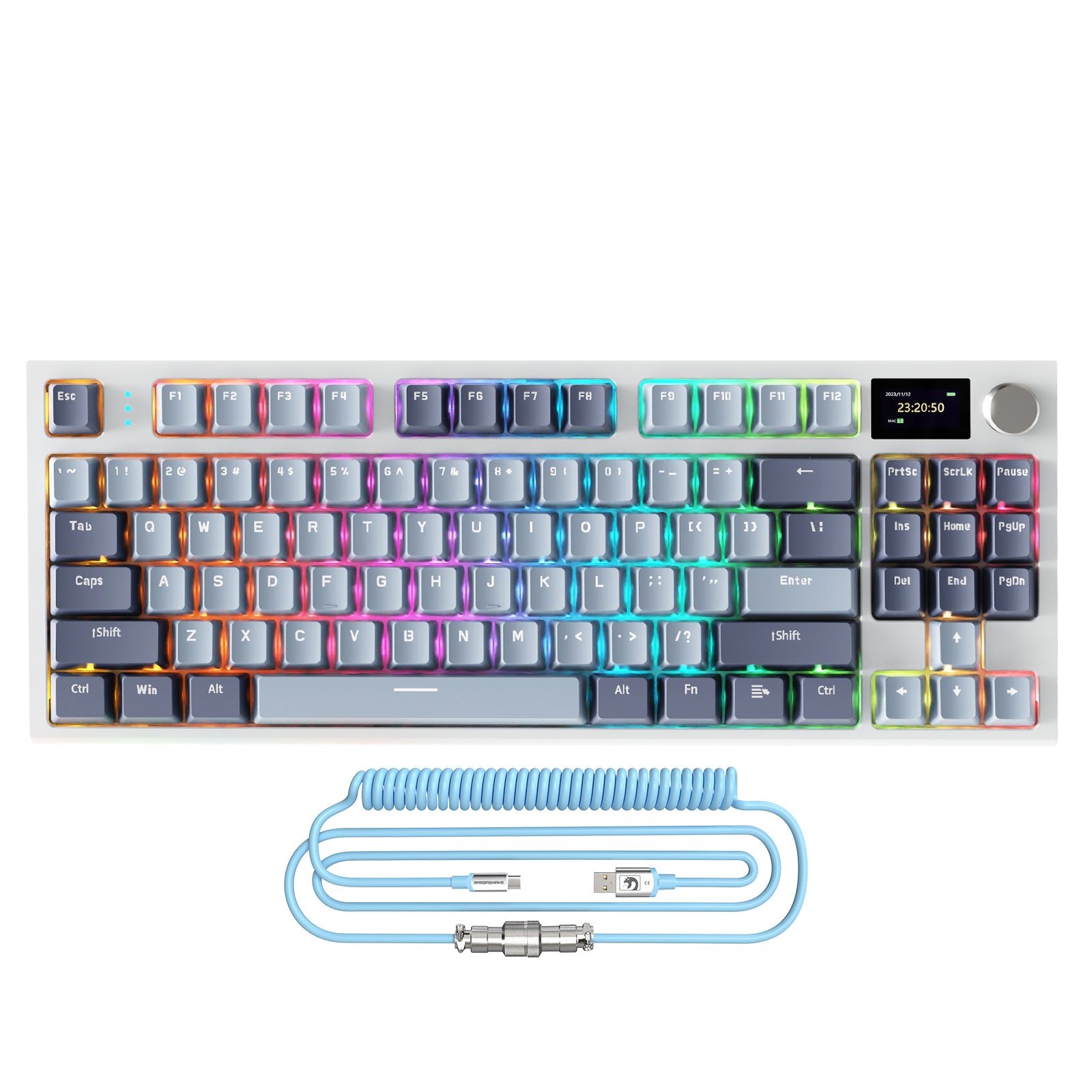 ATTACK SHARK K86 Kabellose mechanische Tastatur mit Spiralkabel