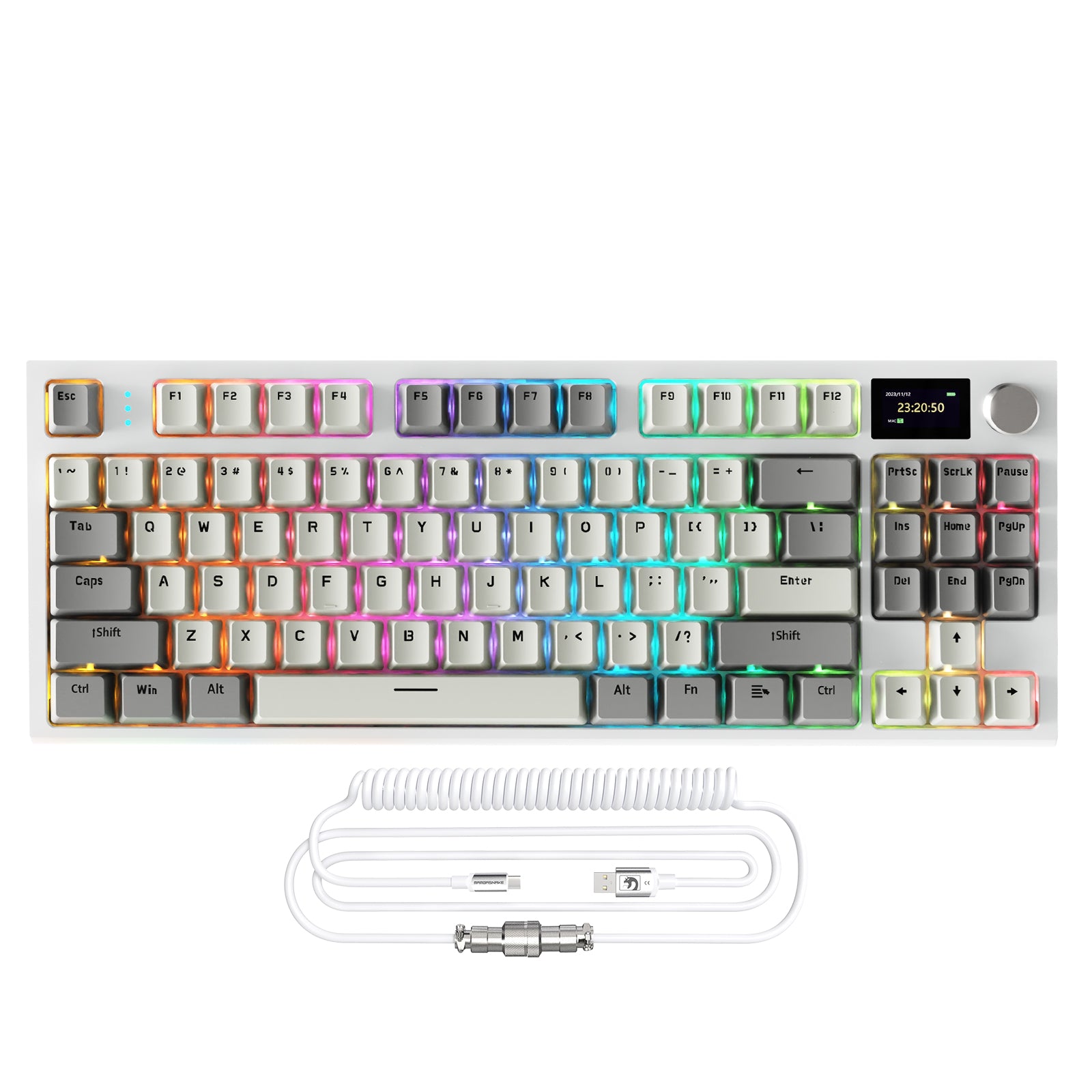 ATTACK SHARK K86 Kabellose mechanische Tastatur mit Spiralkabel