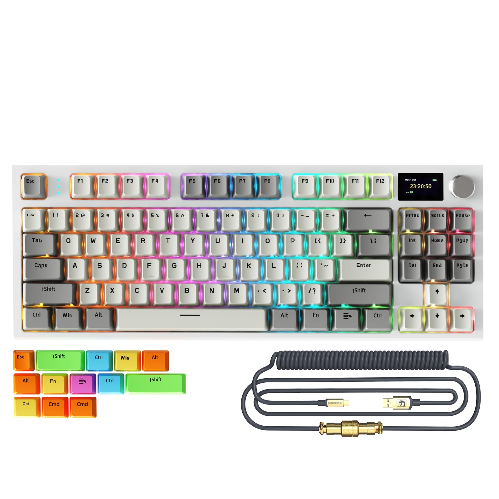 ATTACK SHARK K86 Kabellose mechanische Tastatur mit Spiralkabel