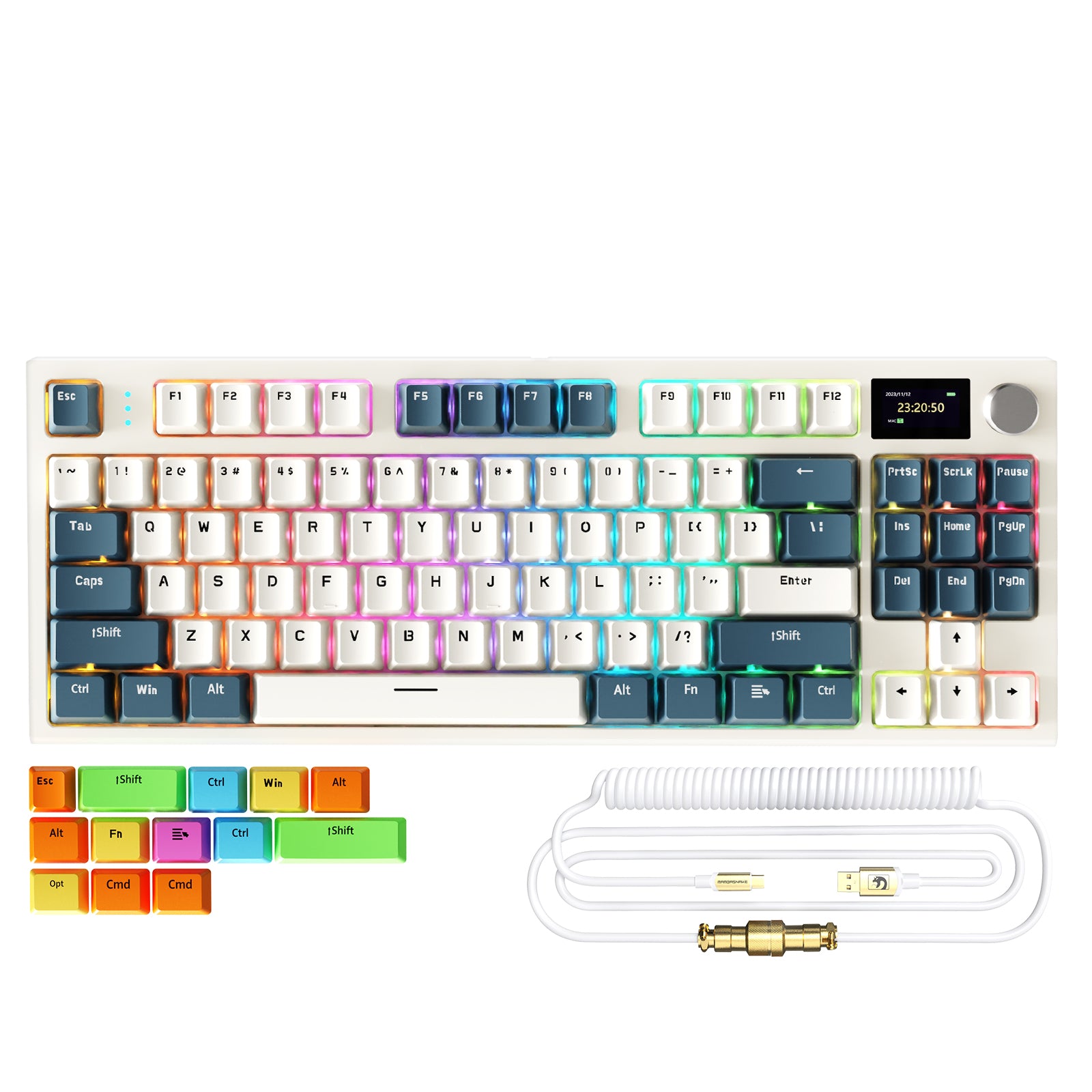 ATTACK SHARK K86 Kabellose mechanische Tastatur mit Spiralkabel