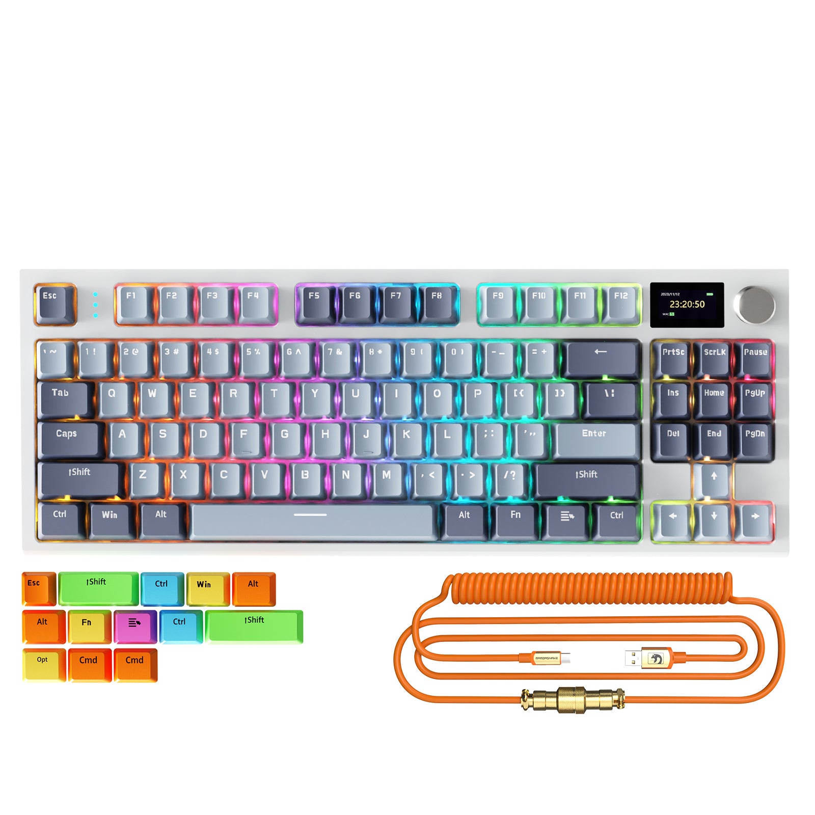 ATTACK SHARK K86 Kabellose mechanische Tastatur mit Spiralkabel
