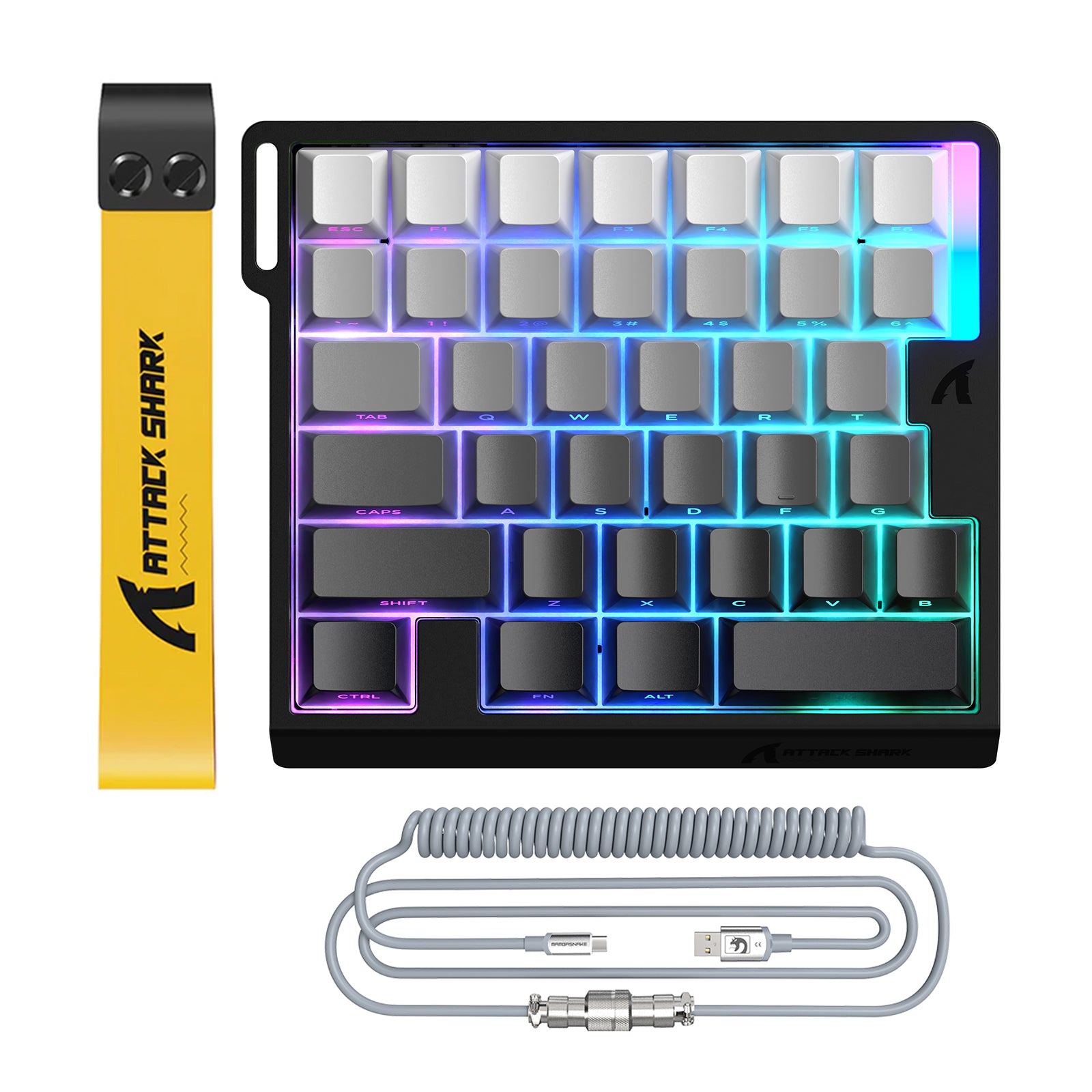 ATTACK SHARK M36 HE Einhändiges Tastatur mit Magnetischem Schalter & C01 ULTRA LED Aviator Kabel