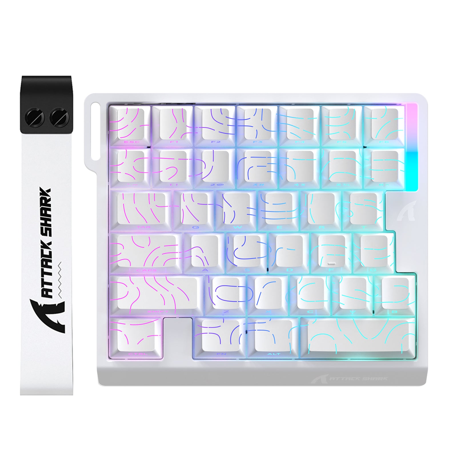 ATTACK SHARK M36 HE one-handed magnetic switch keyboard, white case with RGB backlit keys