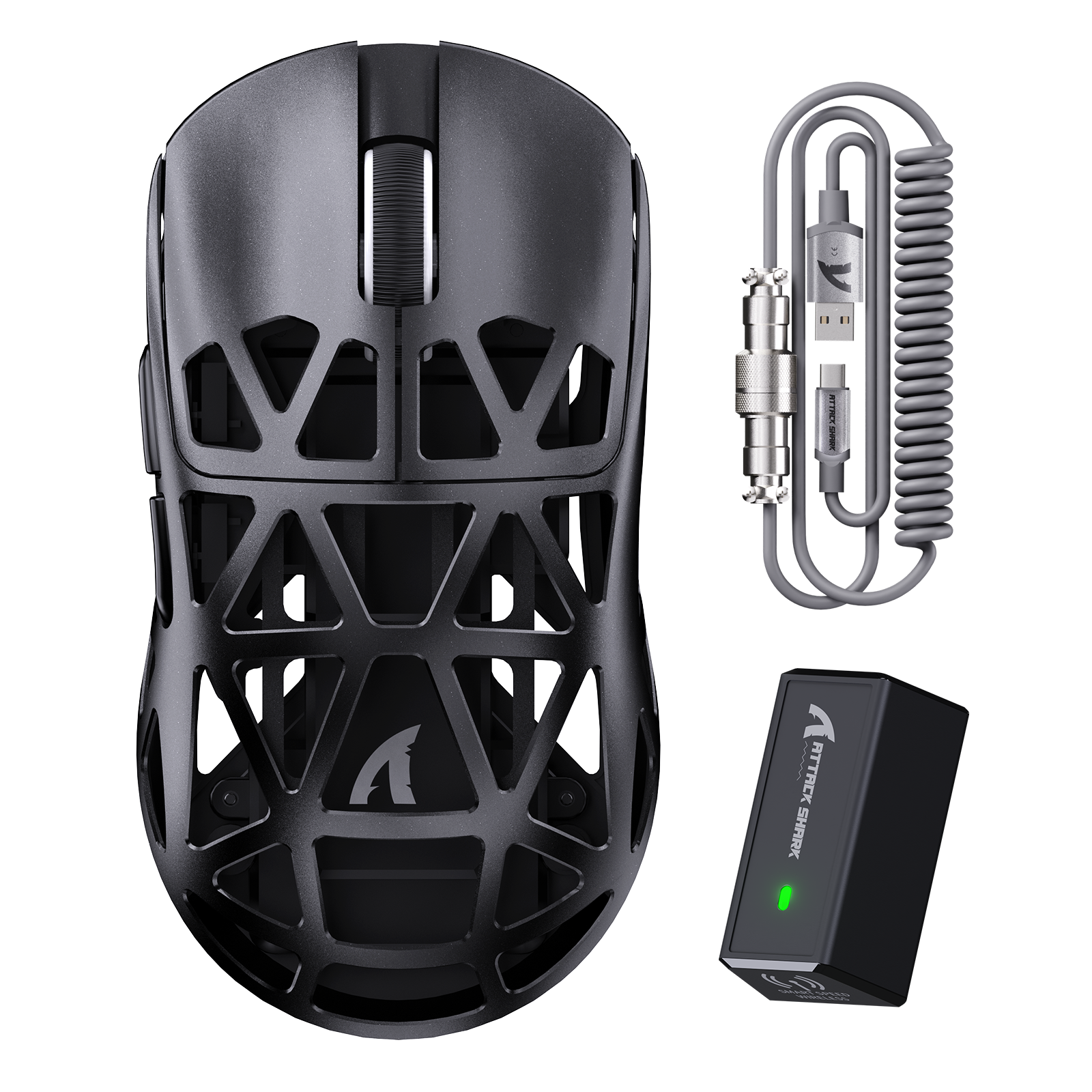 ATTACK SHARK R2 Magnesiumlegierung PAW3950 Gaming-Maus 8K mit Spiralkabel (Ladestation nicht enthalten)