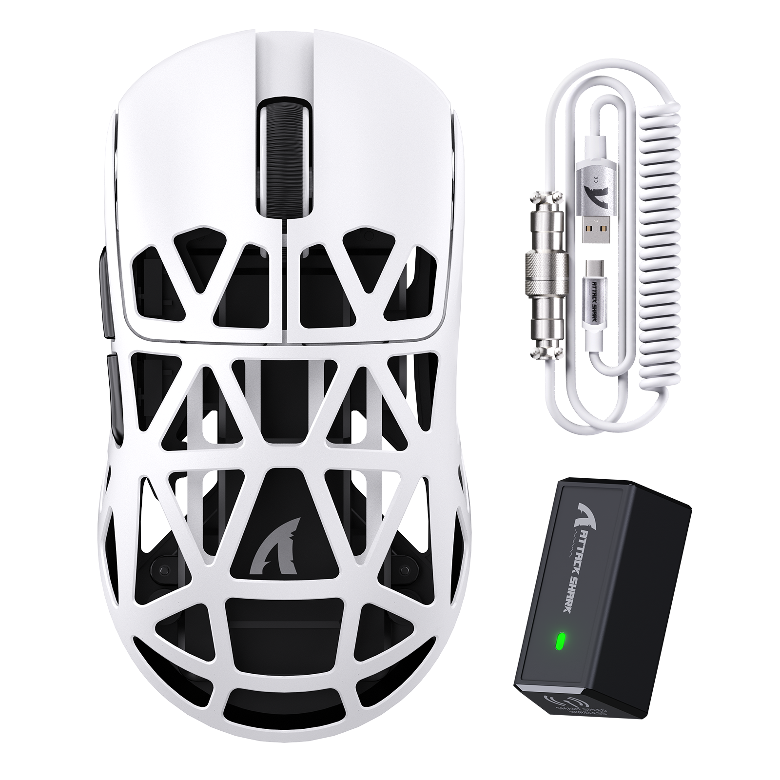 ATTACK SHARK R2 Magnesiumlegierung PAW3950 Gaming-Maus 8K mit Spiralkabel (Ladestation nicht enthalten)