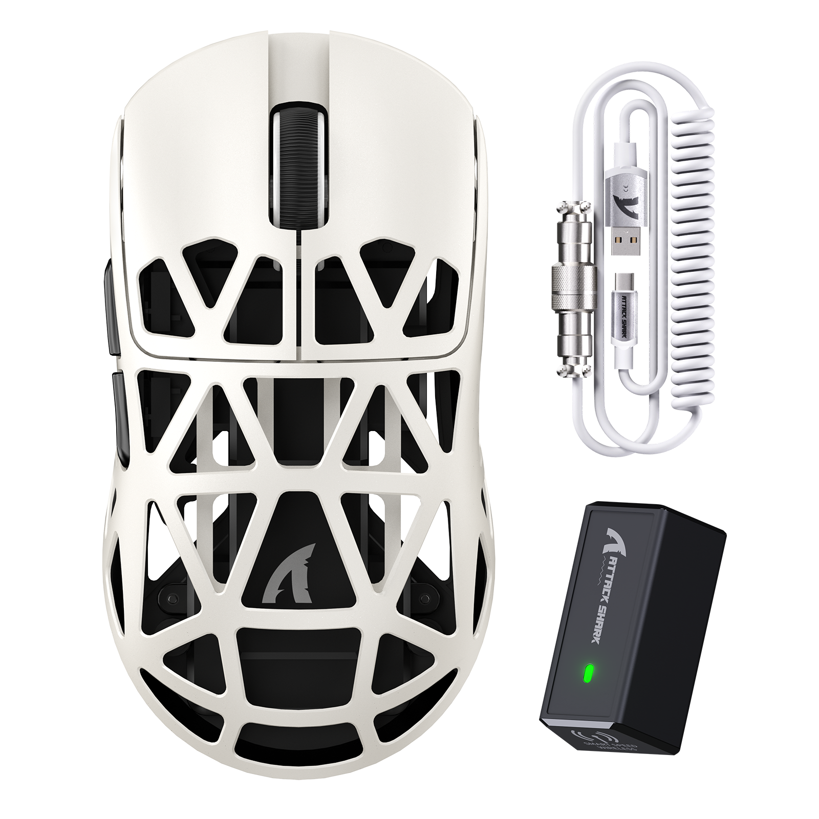 ATTACK SHARK R2 Magnesiumlegierung PAW3950 Gaming-Maus 8K mit Spiralkabel (Ladestation nicht enthalten)