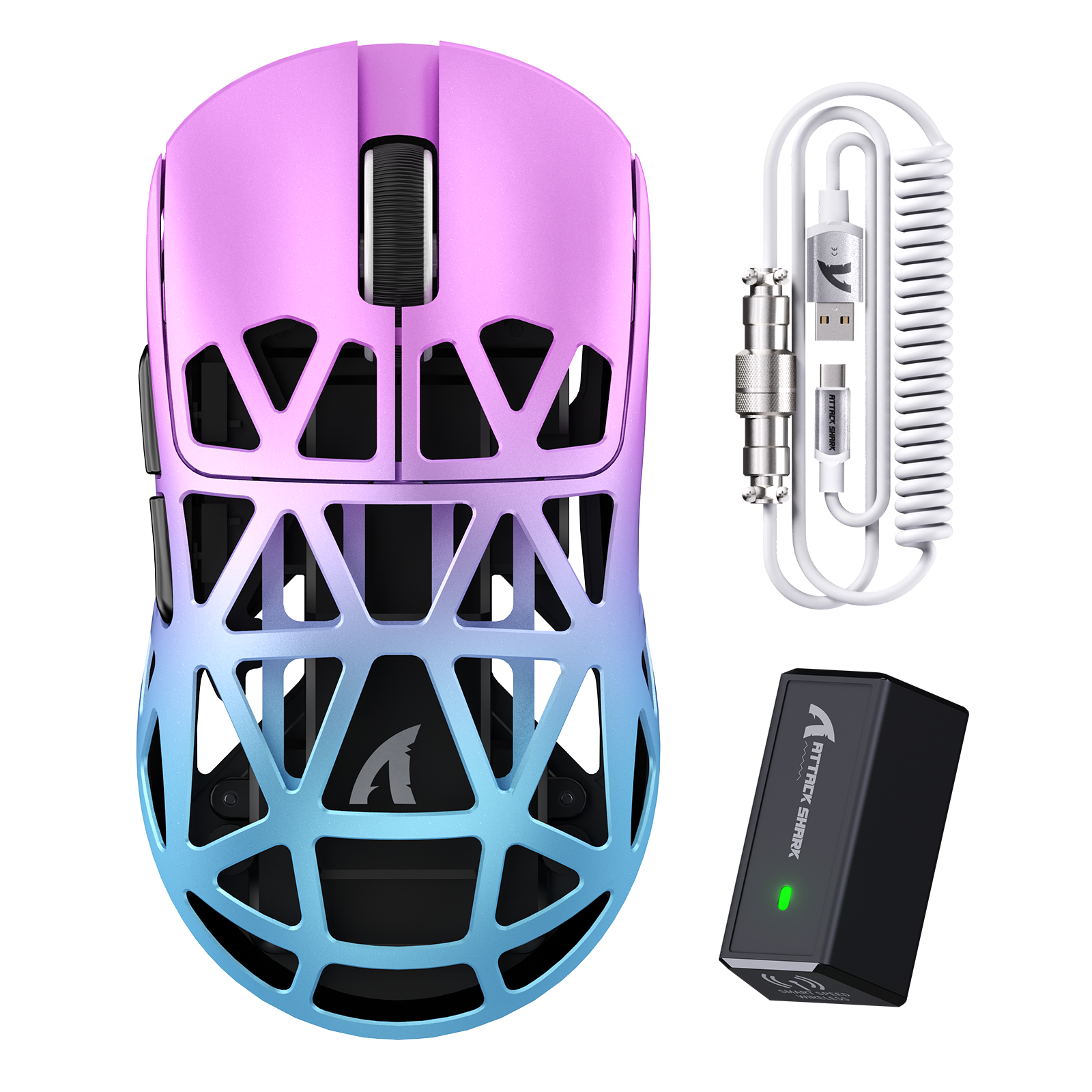 ATTACK SHARK R2 Magnesiumlegierung PAW3950 Gaming-Maus 8K mit Spiralkabel (Ladestation nicht enthalten)