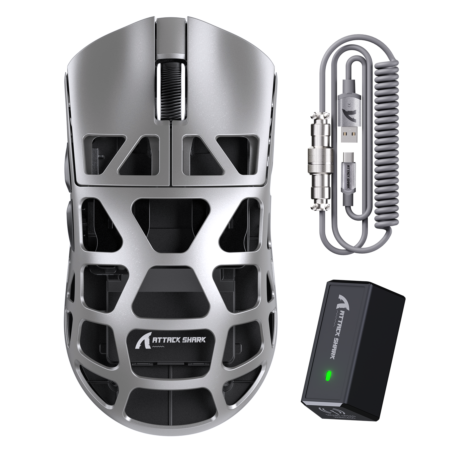 ATTACK SHARK R3 Magnesiumlegierung Gaming-Maus 8K mit C06 Spiralkabel