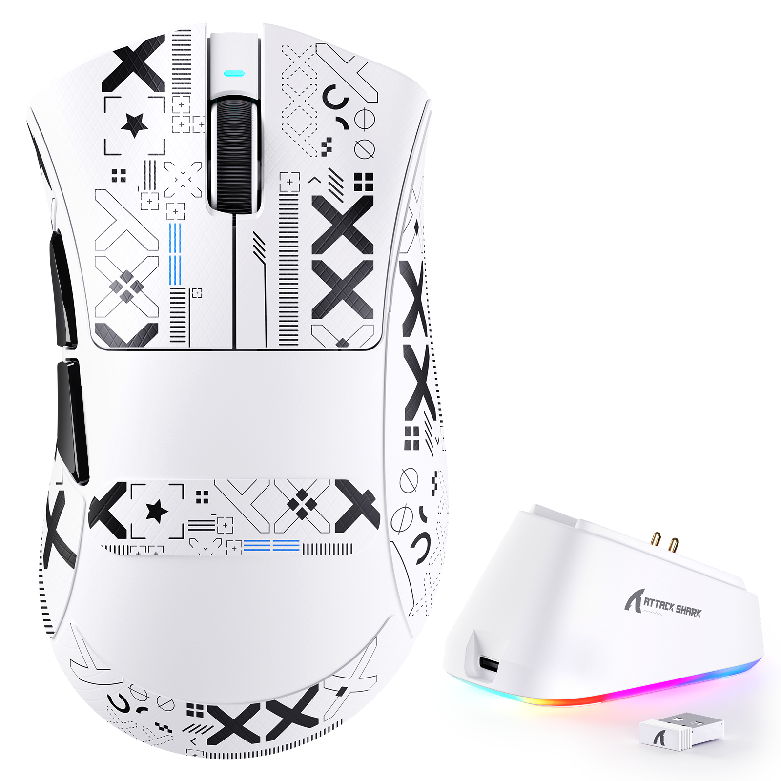 ATTACK SHARK V3PRO Ultra-Leichte Tri-Mode Gaming-Maus mit Ladestation