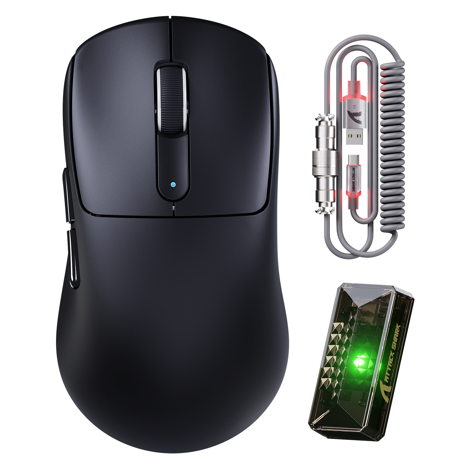 ATTACK SHARK V5 8KHz Kabellose PAW3950MAX Gaming-Maus mit C06 Ultra Kabel
