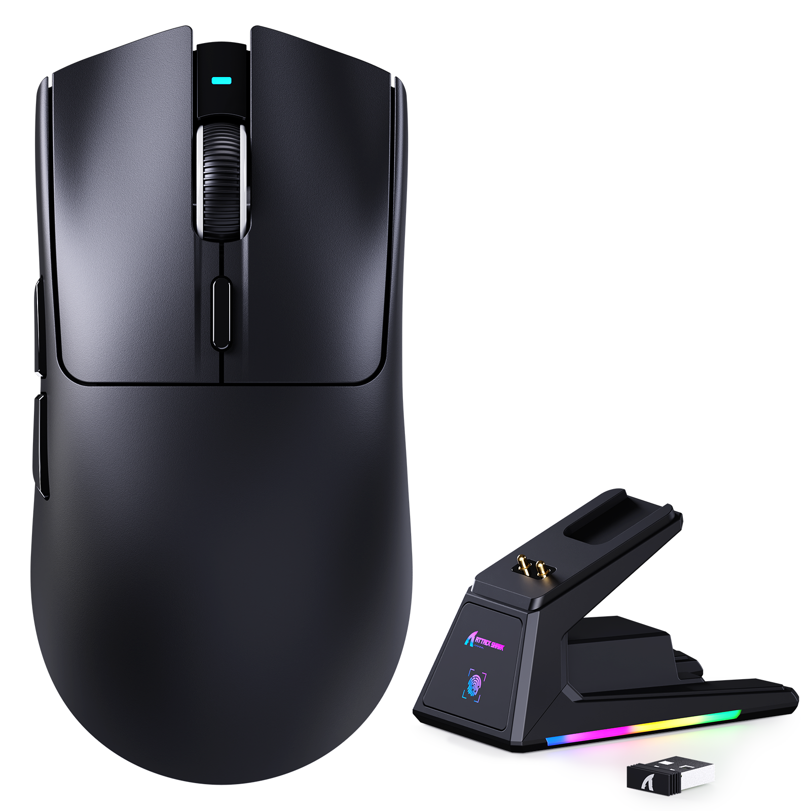 ATTACK SHARK X1 Tri-Modus Gaming-Maus mit Touchpad RGB Ladestation PAW3395PRO Sensor