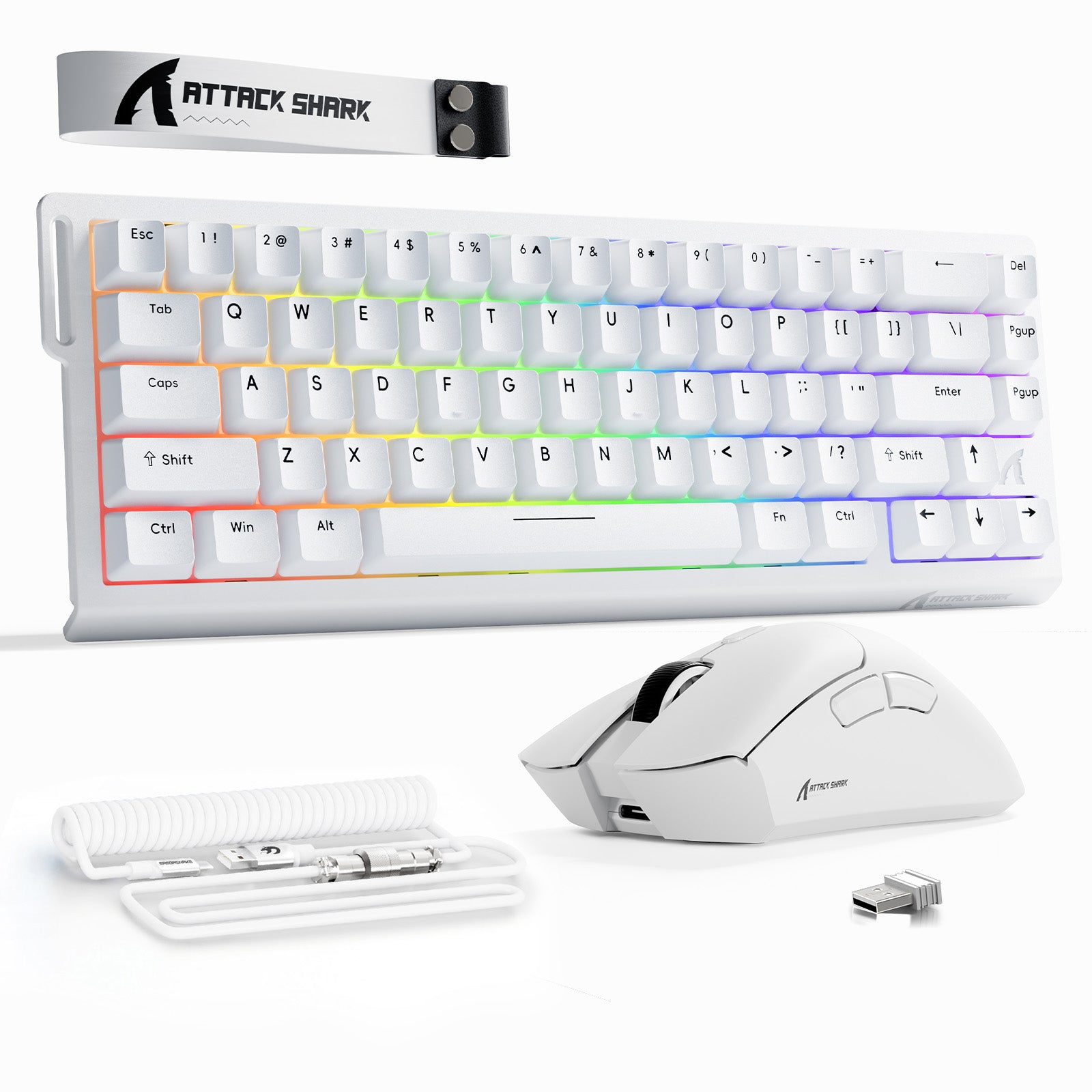 ATTACK SHARK X68HE Rapid Trigger Tastatur + R1 Kabellose Gaming-Maus + C01 Spiralkabel-Bundle