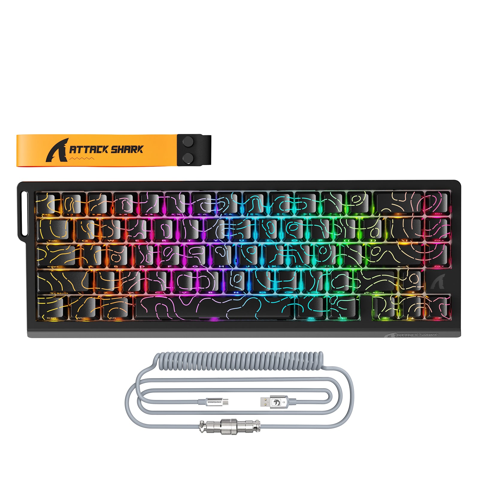 ATTACK SHARK X68PRO HE Kabellose Rapid Trigger Tastatur mit Spiralkabel