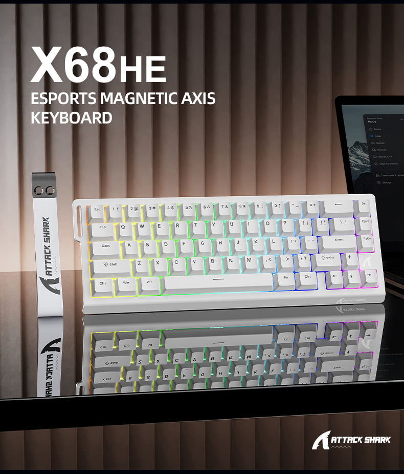 ATTACK SHARK X68 HE Rapid Trigger Tastatur Magnetischer Schalter mit C01PRO Spiralkabel