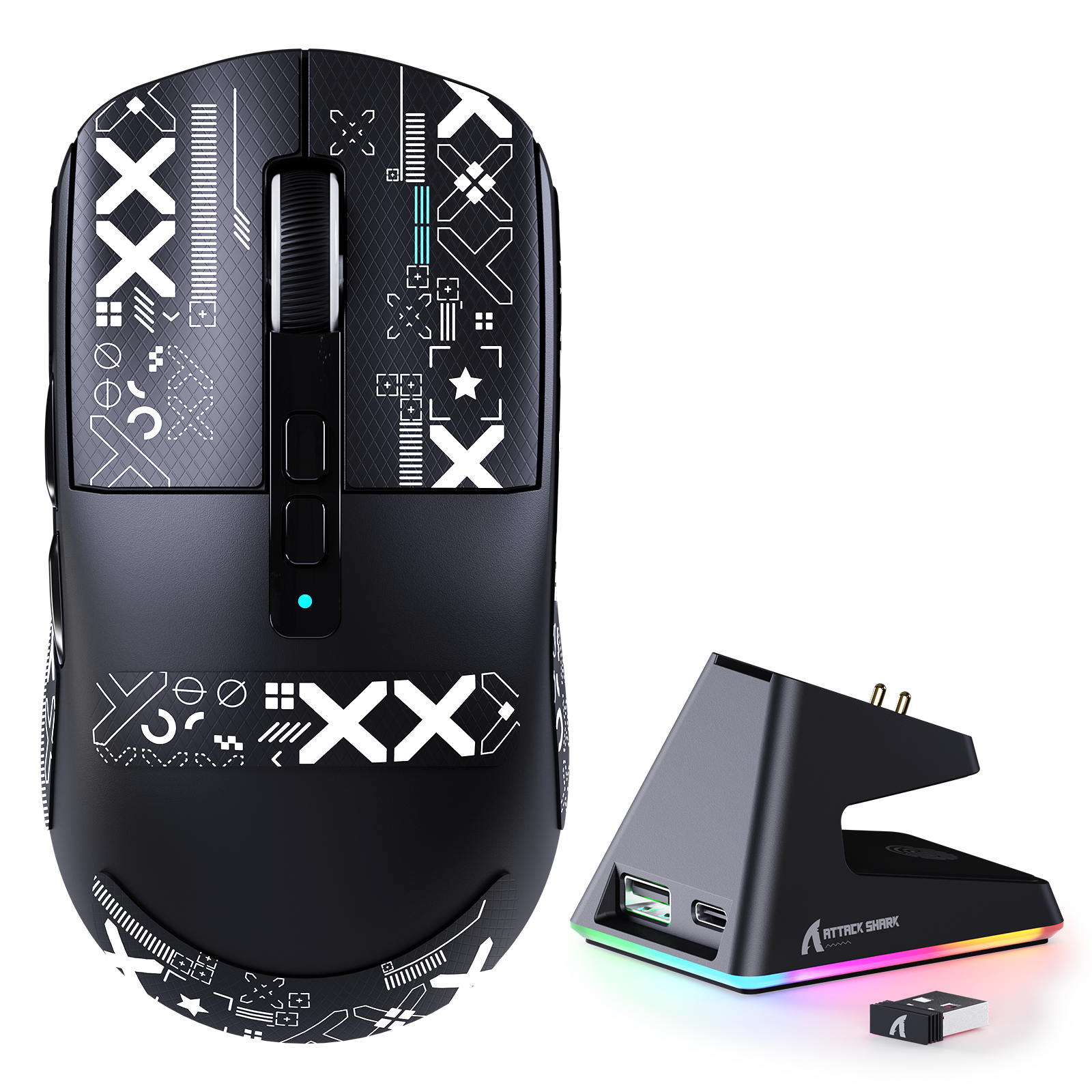 ATTACK SHARK X6 Gaming-Maus mit drei Modi und Ladestation