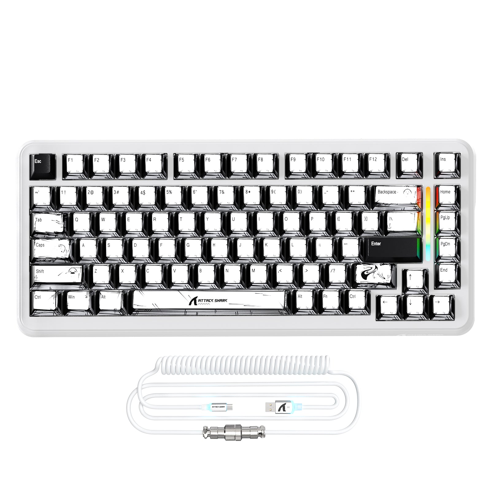 ATTACK SHARK X82PRO HE Magnetische Tastatur mit C01Ultra RGB Spiralkabel