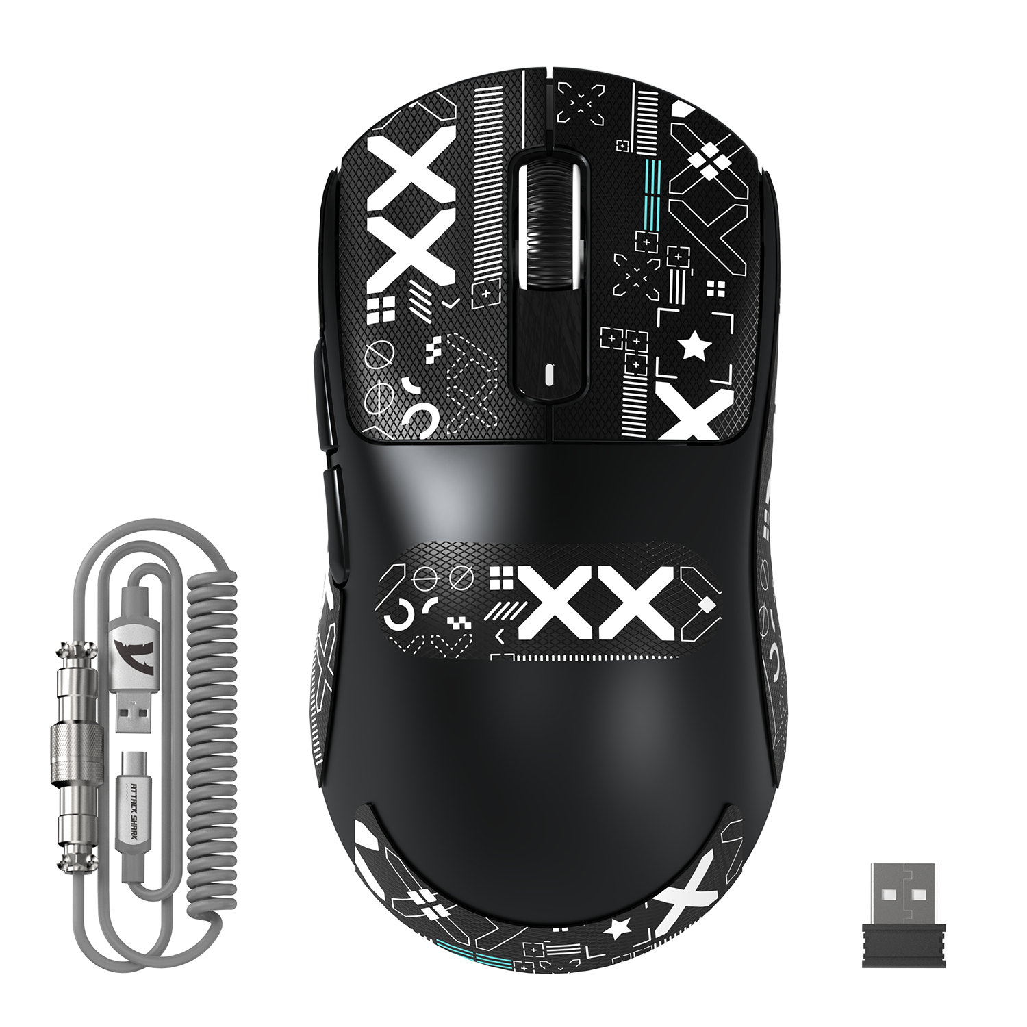 ATTACK SHARK X3MAX PAW3950 Kabellose Gaming-Maus mit C06-Maus-Spiralkabel