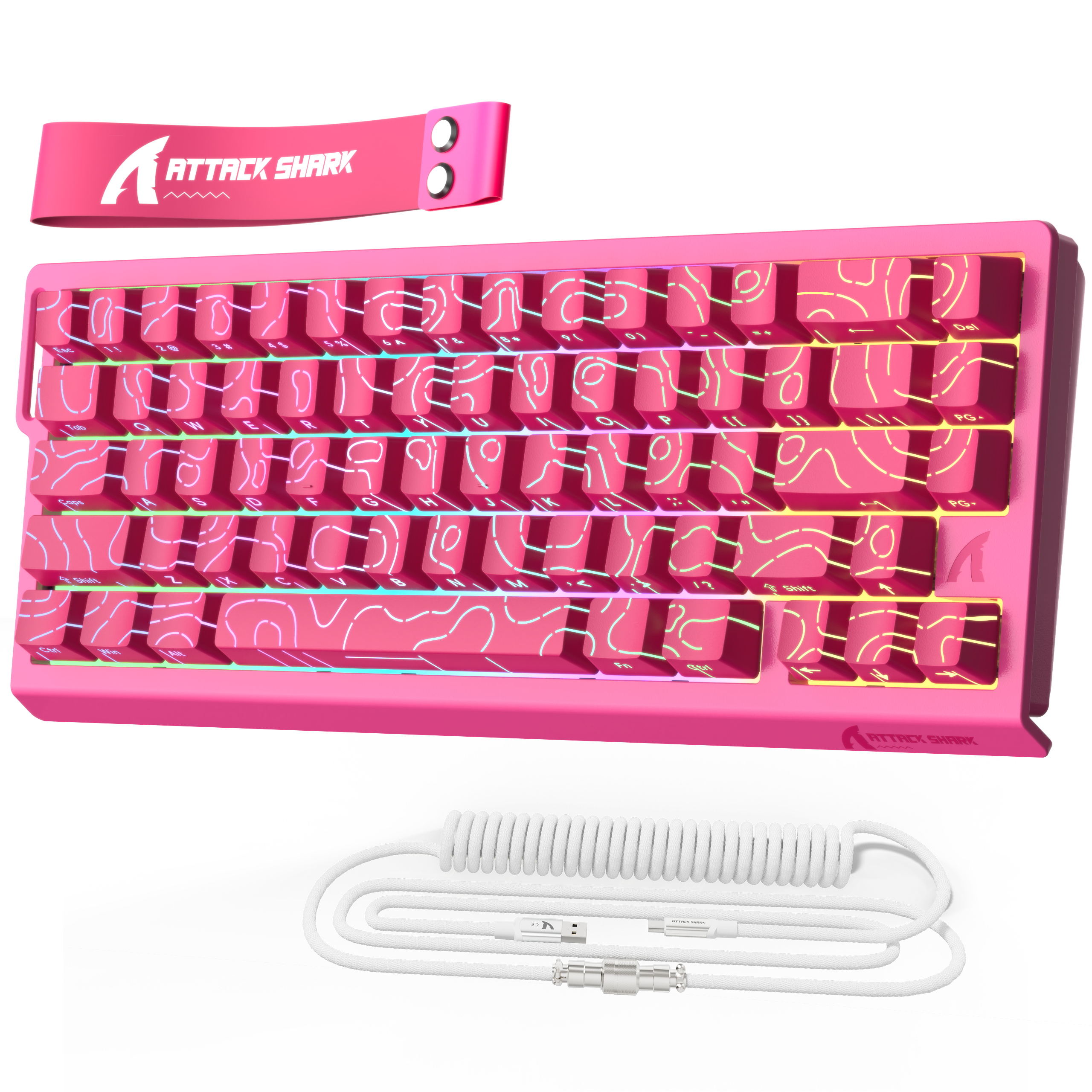 ATTACK SHARK X68 HE Rapid Trigger Tastatur Magnetischer Schalter mit C01PRO Spiralkabel