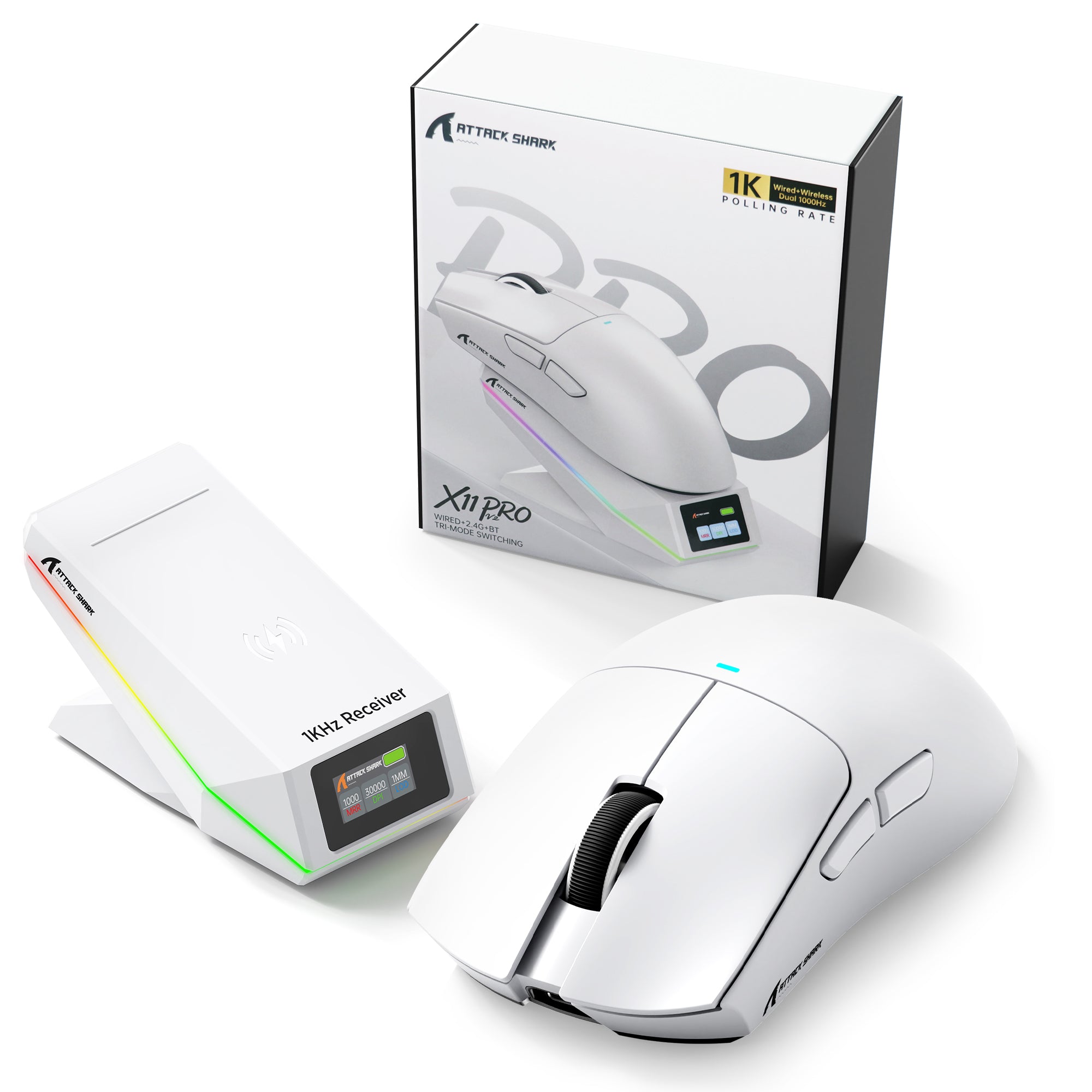 ATTACK SHARK X11 PRO V2 kabellose Gaming-Maus mit TFT-Display und Ladestation