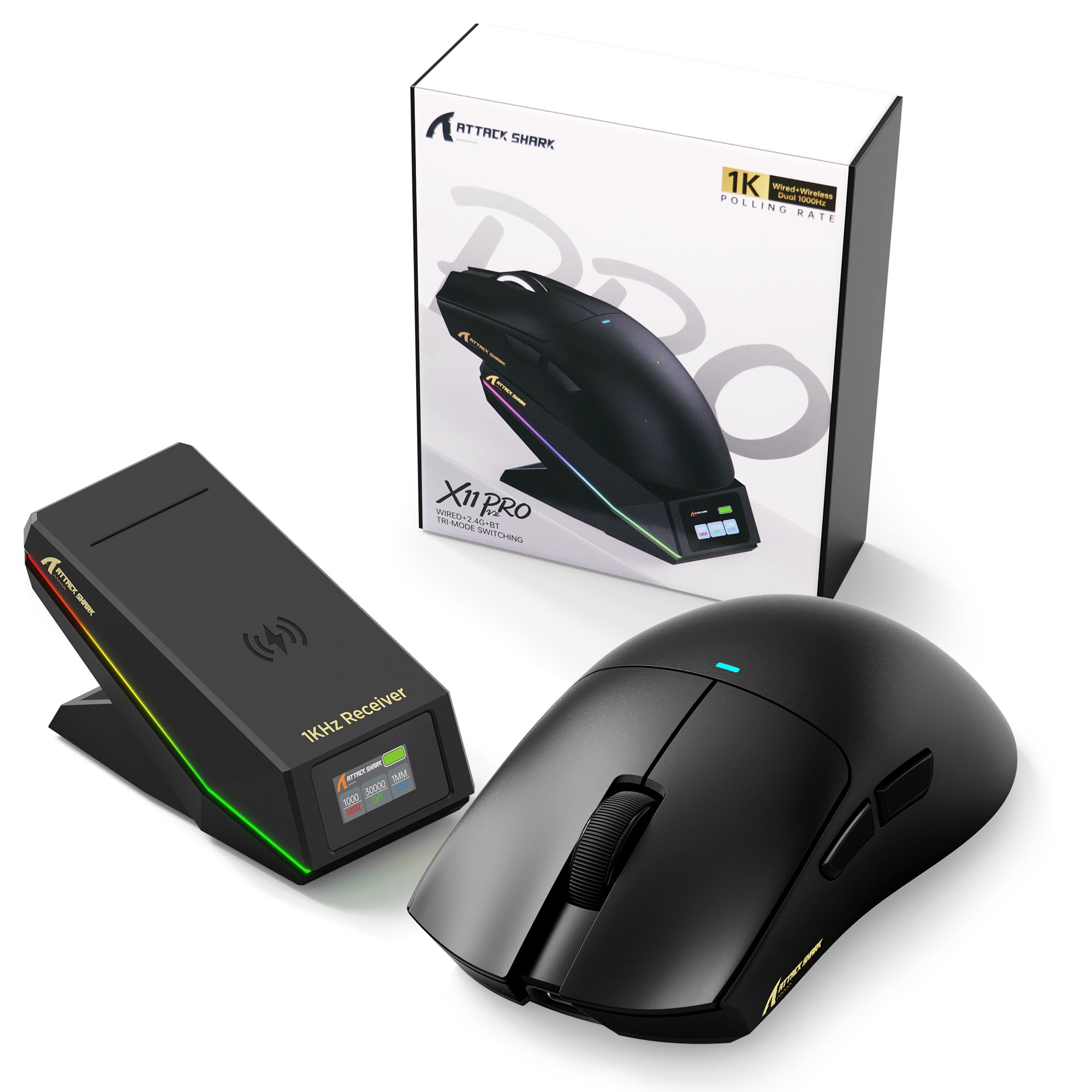 ATTACK SHARK X11 PRO V2 kabellose Gaming-Maus mit TFT-Display und Ladestation