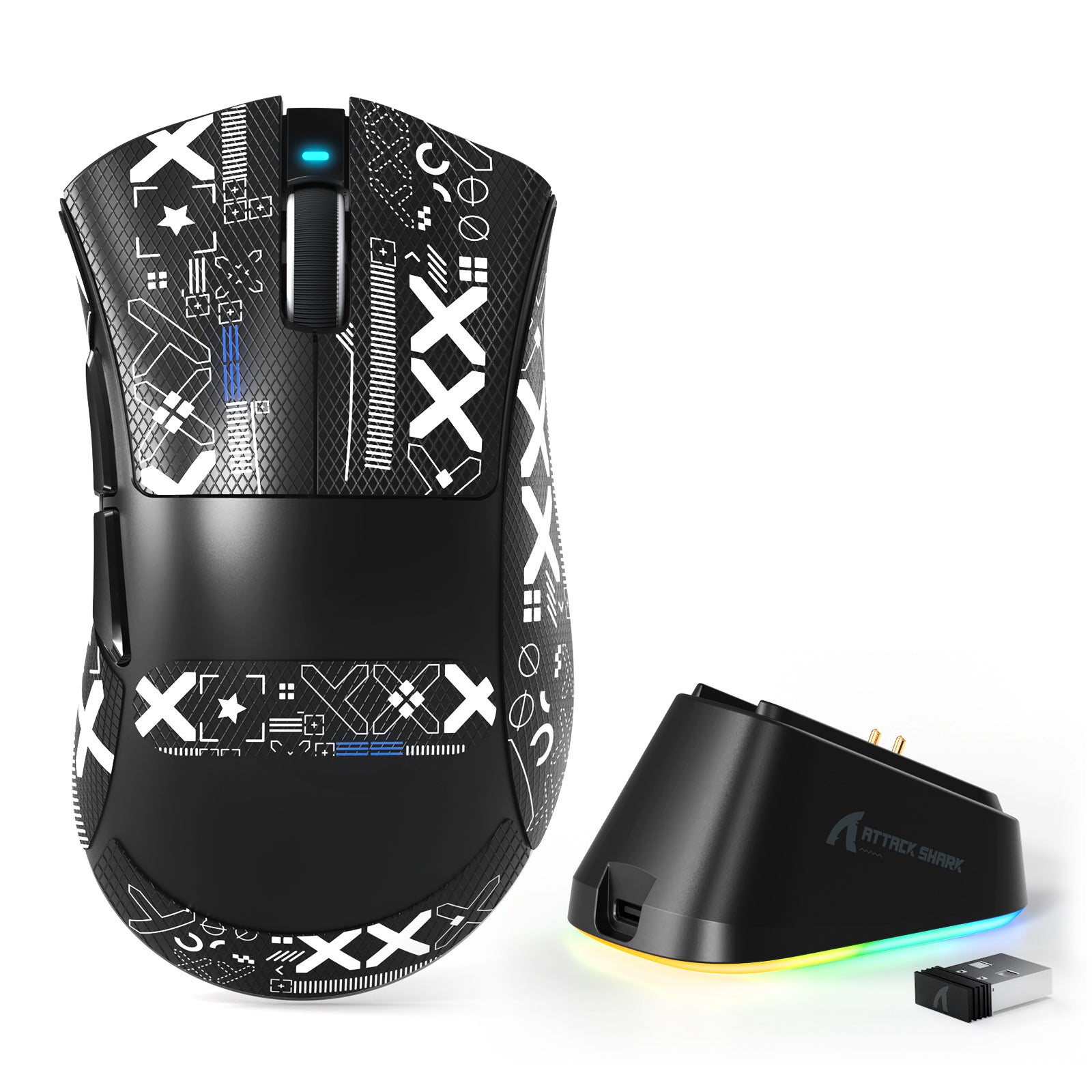 ATTACK SHARK V3PRO Ultraleichte Tri-Mode-Gaming-Maus mit Ladestation