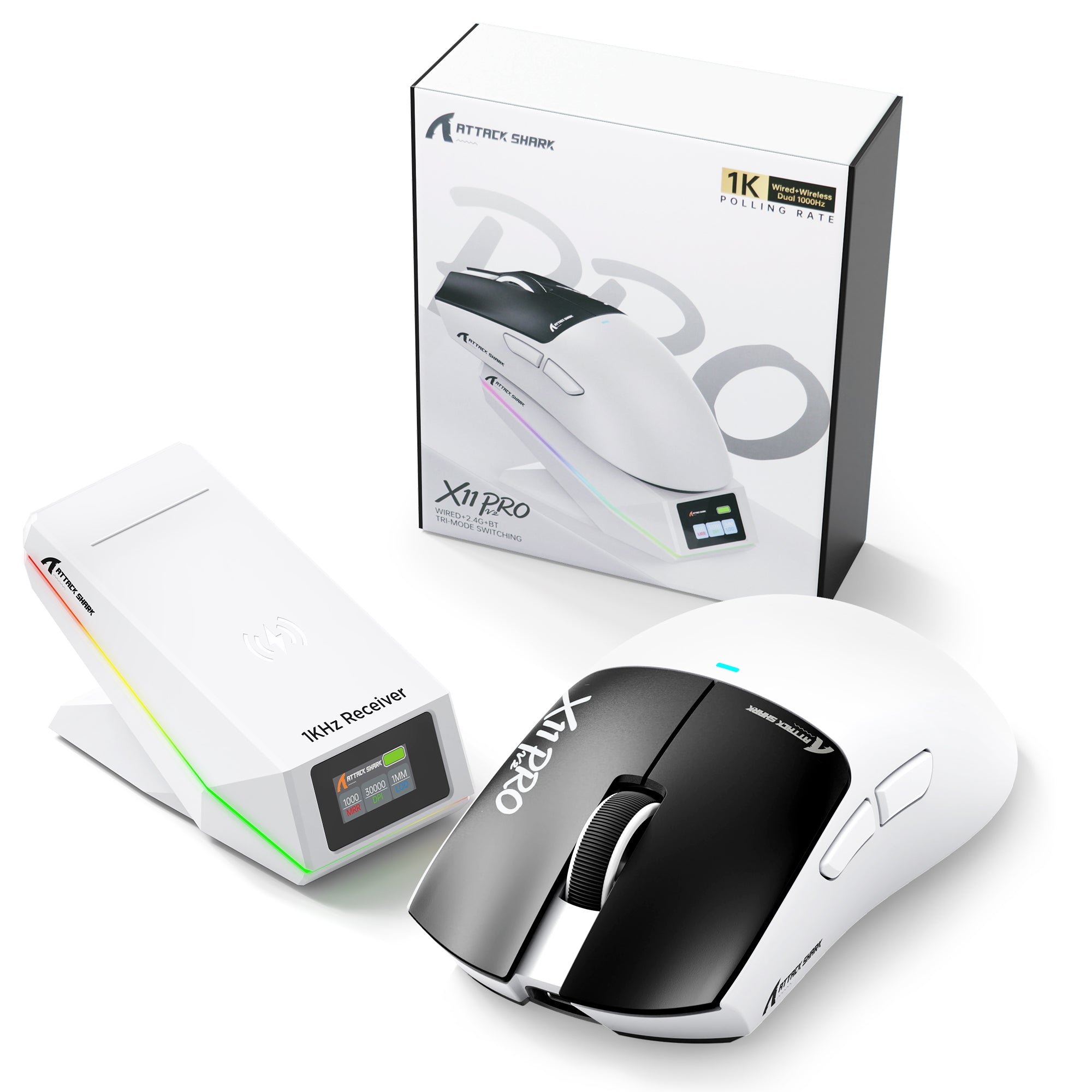 ATTACK SHARK X11 PRO V2 kabellose Gaming-Maus mit TFT-Display und Ladestation